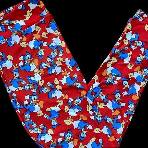 LuLaRoe Women’s TC Red Disney’s Donald Duck Leggings Adult Sizes XL Comfy NWOT - Picture 9 of 16